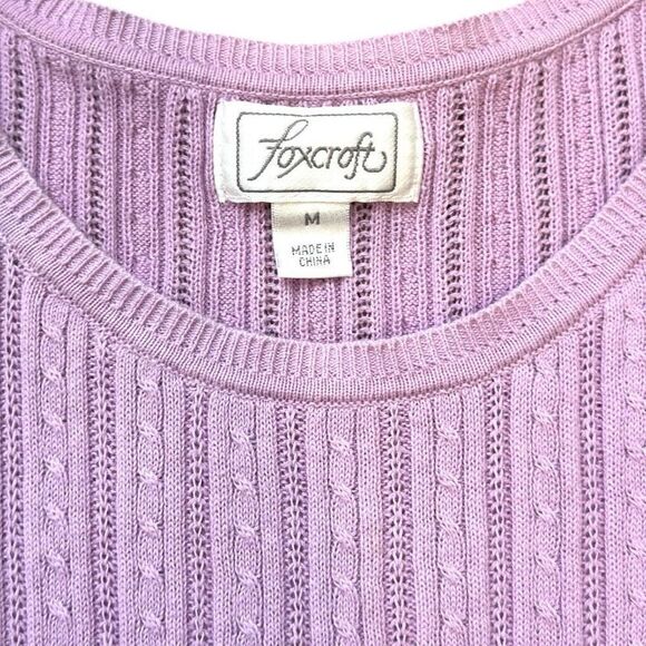 Foxcroft Cable Knit Pastel Purple Sweater Top Sz M - Picture 2 of 7